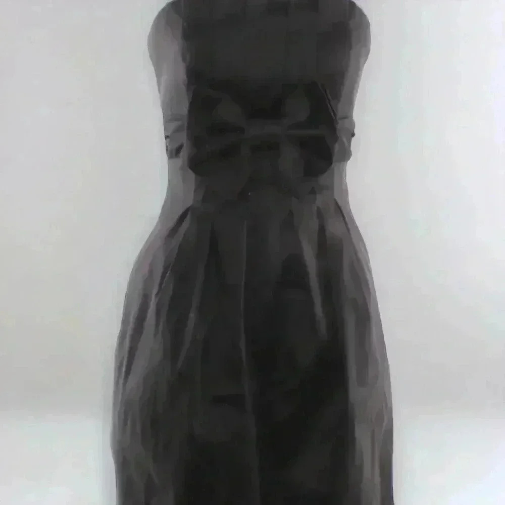 Jessica McClintock Size 6 Black Strapless Short Formal Dress With Front Bow. - Picture 3 of 7
